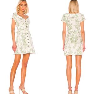 Free People Green and White Mini Dress